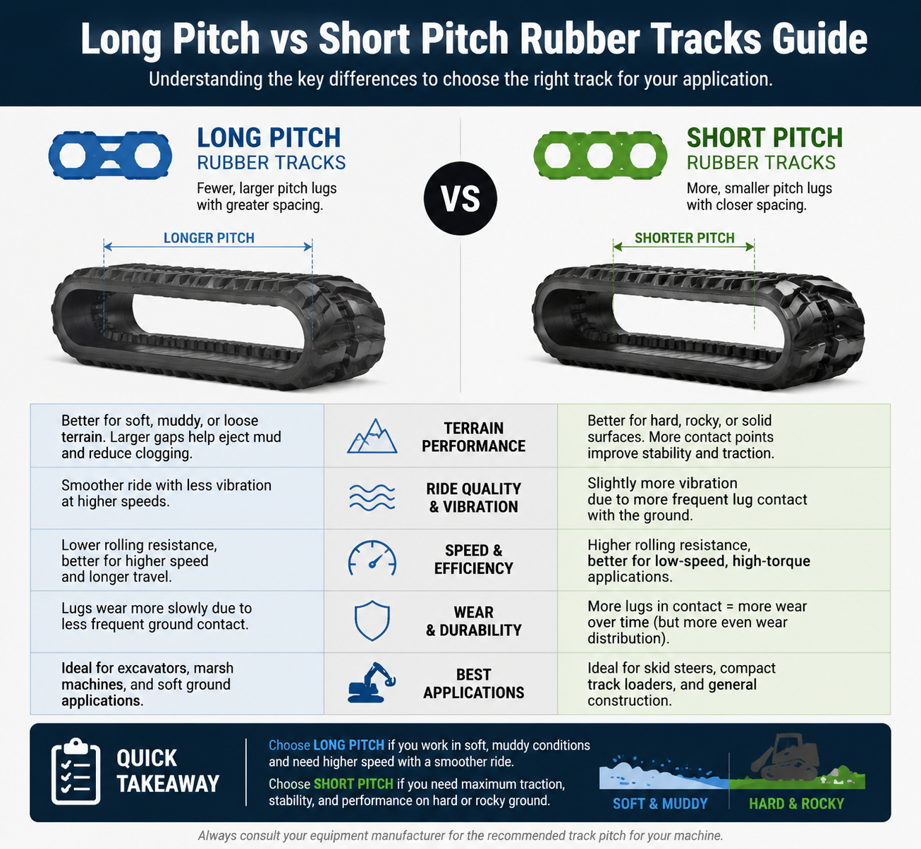 Long Pitch vs Short Pitch Rubber Tracks Guide