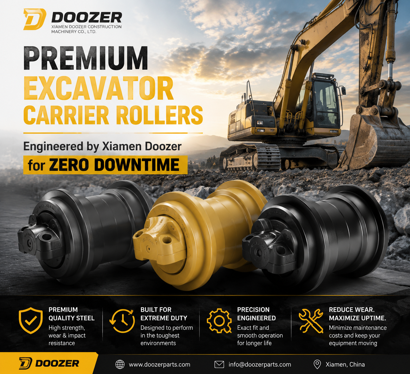 Premium Excavator Carrier Rollers: Engineered by Xiamen Doozer for Zero Downtime
