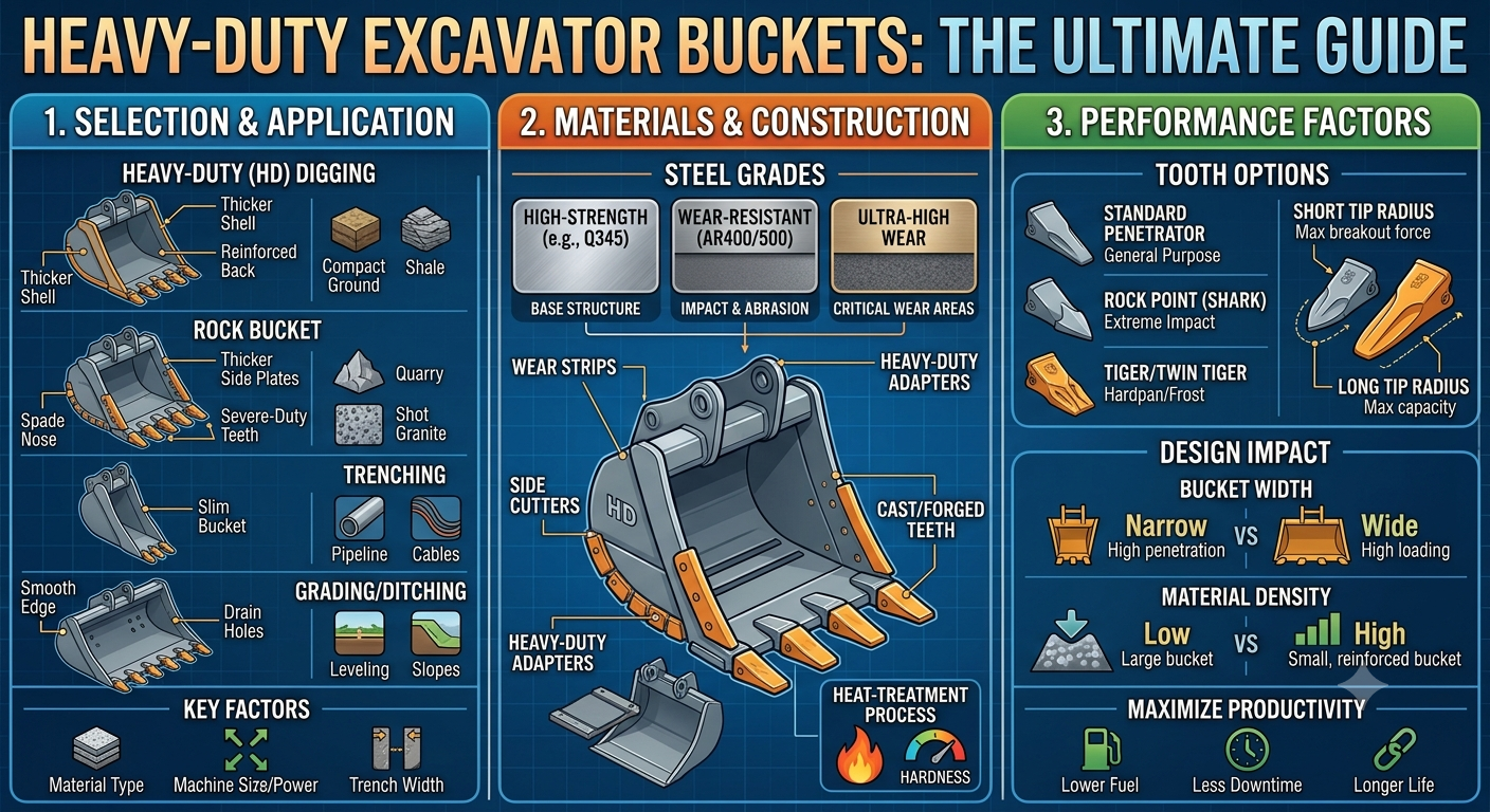Heavy-Duty Excavator Buckets: The Ultimate Guide to Selection, Materials, and Performance