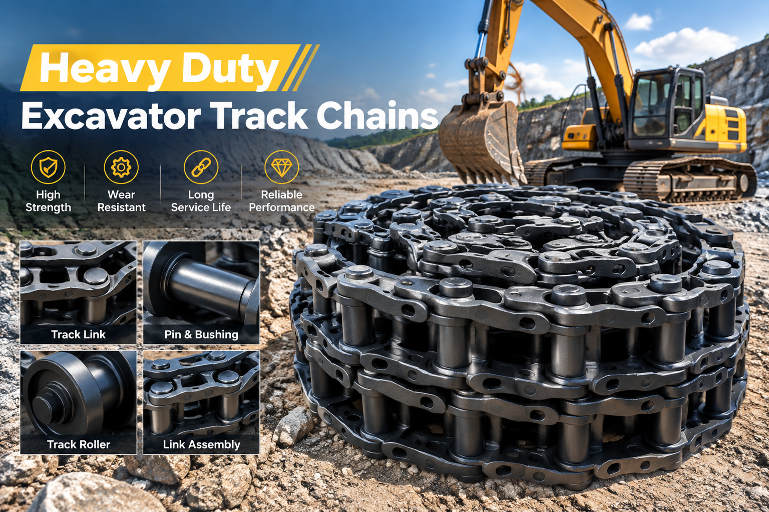 Heavy Duty Excavator Track Chains Manufacturer For Global Buyers